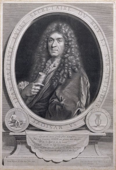 Portrait of Jean Baptiste Lully, French Composer and Operatic Director, Engraved by Jean Louis Roullet by Paul Mignard